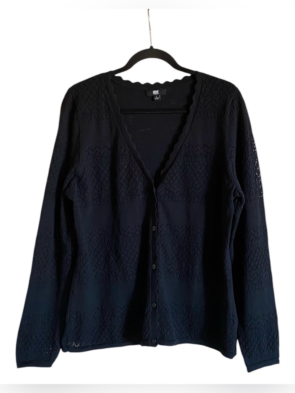 Women’s FRYE Black Button up Cardigan Sweater L